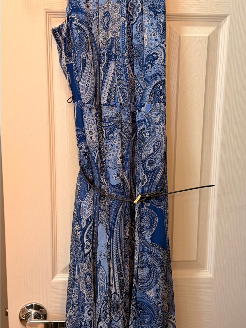 Tommy Hilfiger Navy and Light Blue Paisley Maxi Dress